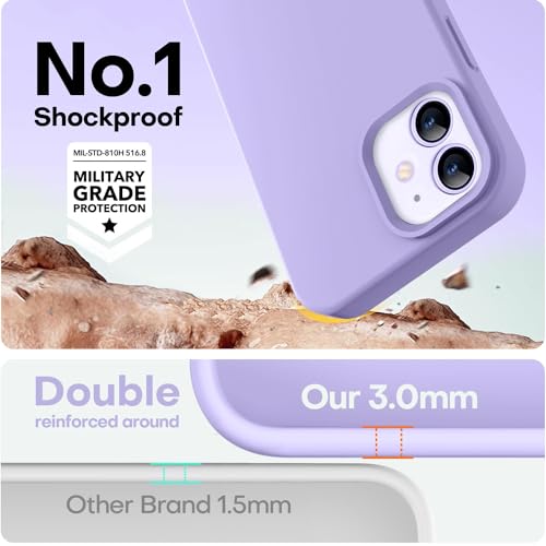 Image of LOVE 3000 Designed for iPhone 12 Case /iPhone 12 Pro Case, Premium Silicone with [Soft Anti-Scratch Microfiber Lining] Shockproof Protective Phone Case for Men Women Girls 6.1 inch, Light Purple