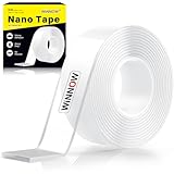 WINNOW Double Sided Heavy Duty Extra Strong Adhesive Tape - 1.2' x 120' (Pack of 1) Indoor/Outdoor Household Nano Tape for Hanging Decorations, Lights, Garlands - Reusable and Damage-Free