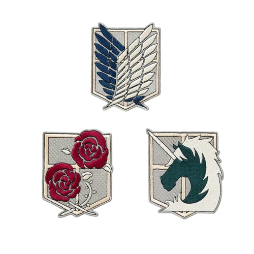 Grupo Erik - Set de patchs thermocollants L'Attaque des Titans | Set de 3 patchs adhésifs pour tissus, accessoires anime