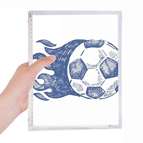 Carnet de football bleu rechargeable à spirale avec motif flamme premium