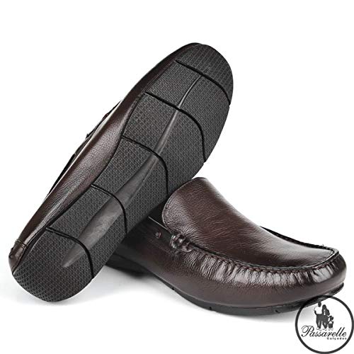 Mocassim Masculino Savelli Confort Urbano Borracha Gel Couro Floater 33391 Café + Carteira