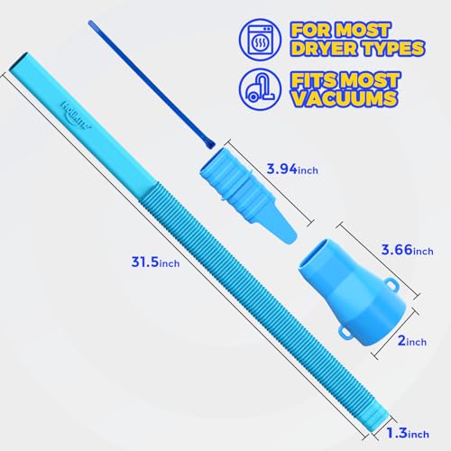 Image of Holikme Dryer Vent Cleaner Kit - Dryer Lint Vacuum Attachment and Flexible,Dryer Vent Vacuum Hose Attachment,Light Blue