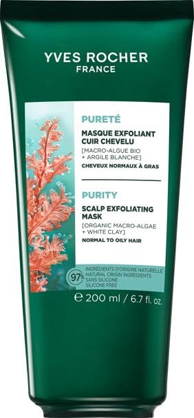 Yves Rocher 2-in-1 Hair Mask & Scrub Deep Root Cleanse Purifying Scalp Exfoliation Oily Hair Women Men Day Care 200 ml. / 6.7 fl oz