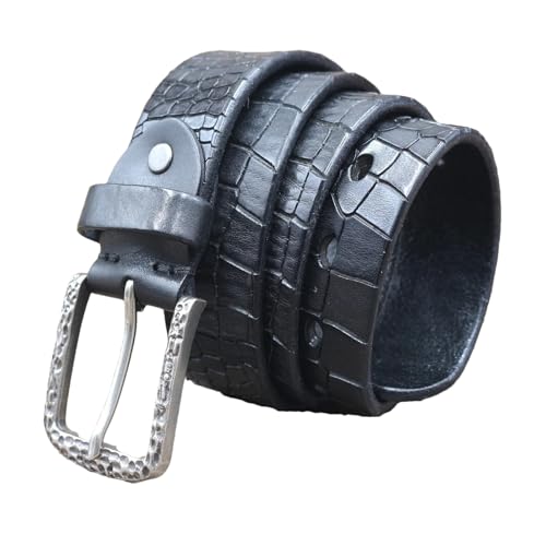 Men Retro Pleated Belt Leather Pin Buckle Leather Solid Casual Jean Belts