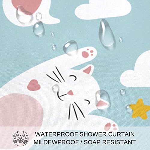 Rideau de douche imperméable chat de 183x183 cm pour salle de bain