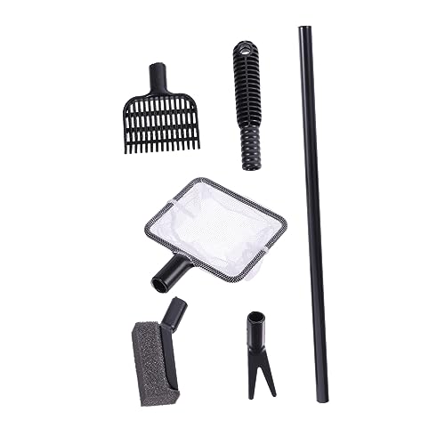 GANAZONO 1 Set Fish Tank Wet Dry Vacuum Cleaner Fish Tank Cleaning Brushes Fish Tank Sponge Accessories Fish Tank Lid Pool Aquarium Cleaners Net Aquarium Net Kit Black Abs