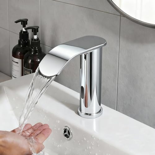 Grifo de sensor automático blanco para baño manos libres y sin contacto 3