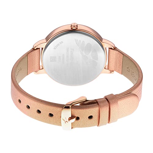 Image of Fastrack Glitch Quartz Analog Rose Gold Dial Peach Leather Strap Watch for Girls - NT6234WL01