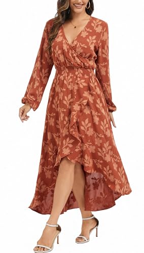 Image of Kormei Womens Short Sleeve Floral Maxi Dress High Low V-Neck Flowy Party Long Dresses