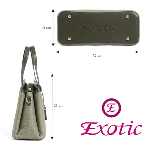 Image of EXOTIC Evara Structured Satchel Handbags with Adjustable & Detachable Strap | Textured Finish | Multi-Compartment | Premium Everyday Carry