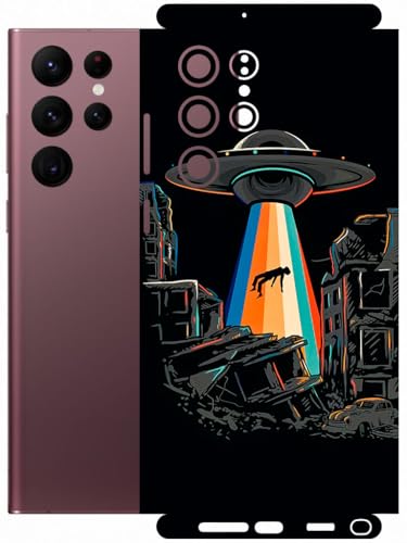 Image of AtOdds - Full Body Back Screen Guard Protector Film - Lamination Wrap Skin Sticker Compatible with Samsung Galaxy S22 Ultra | Scratchproof Matte Finish (Alien Invade)