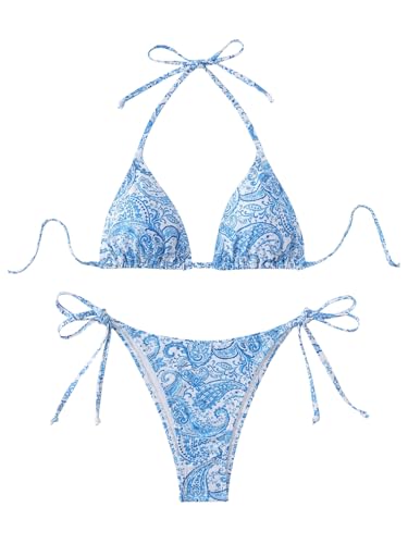 GORGLITTER Damen Bikini Set Triangle Badeanzug Bauchweg Bikini-Set Gemuster...