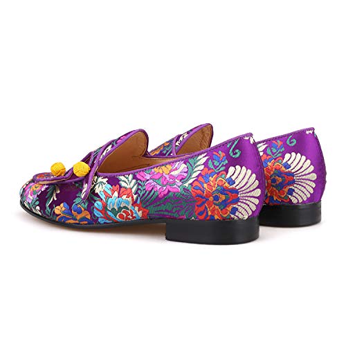 HI&HANN Men Silk Shoes Chinese Style Flower Men's Loafers Wedding and Party Smoking Slippers4