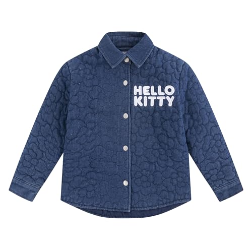 Image of Hello Kitty Sanrio Girls 3 Piece Outfit Set with Demin Jacket, Short Sleeve T-Shirt, and Flared Pants Set for Big Kids