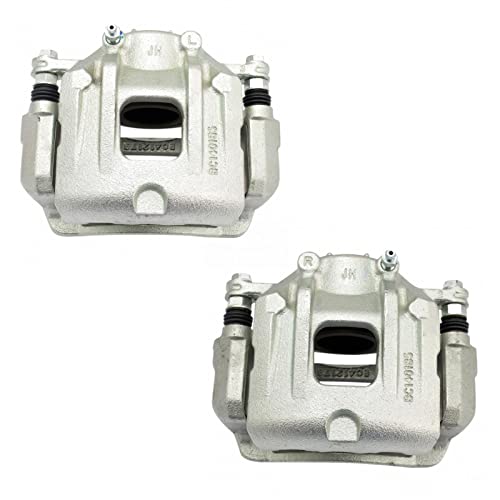 Image of TRQ Front Driver and Passenger Side Brake Caliper Set Caliper Brackets Hardware Compatible with 10-12 Hyundai Santa Fe 11-13 Kia Sorento
