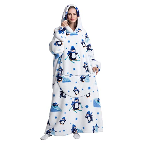 Shamdon Home Collection Oversized Blanket Hoodie for Women Men Adult - Extra Long Warm and Soft Snuggle Hooded Wearable Blanket Sweatshirt, Gifts for Christmas Birthday