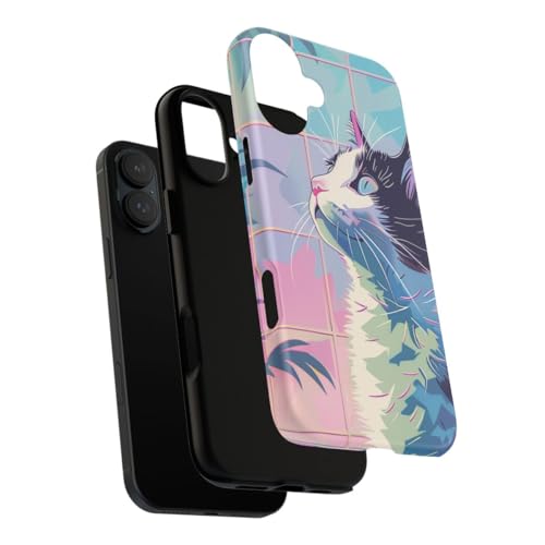 Coque iPhone 16 Plus chat coloré anti-traces de doigts et rigide