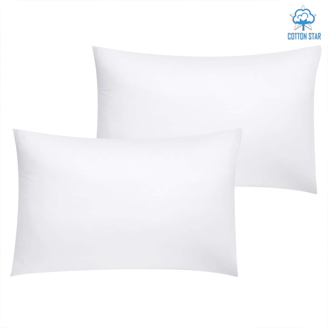 Cotton Star - Fundas de almohada de algodón 100% orgánico de 600 hilos, color blanco