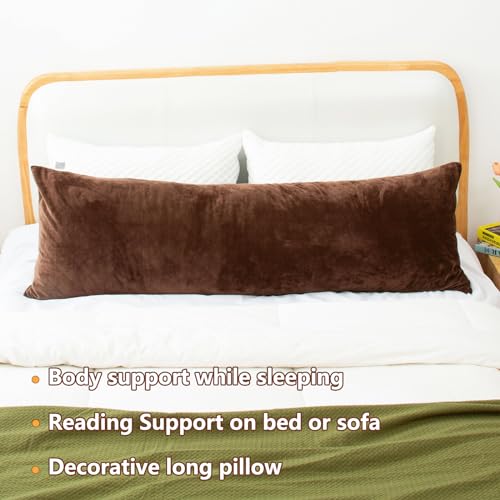 Body Pillow, Memory Foam Body Pillows for Adults Sleeping, Long Pillow for Bed, Big Large Firm Full Body Pillow for Side Sleeper, 20x54 Inch, Coffee