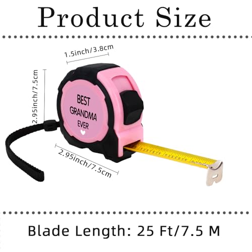 Cinta métrica retractil rosa 25 ft para regalo a abuelas miniatura 2