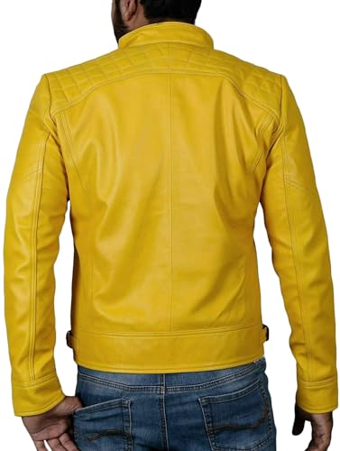Real Lambskin Leather Biker Jacket - Quilted Cafe Racer Zip Up Moto Jackets Men Moto Jacket Men for Bikers2