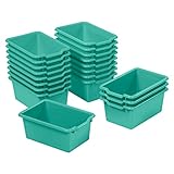 ECR4Kids Scoop Front Storage Bin, Multipurpose Organization, Emerald, 20-Piece