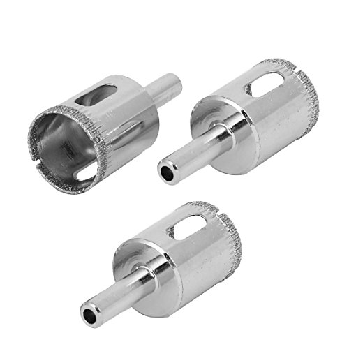 Aexit 25mm Cutting Hole Saws & Accessories Diameter Diamond Coated Round Shank Glass Hole Saw Drill Hole Saw Sets Bit 3pcs