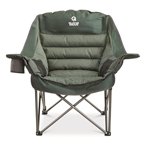 Guide Gear Oversized Extra Large Padded Camping Chair, Portable, Folding, Large Camp Lounge Chairs for Outdoor, Adults, Men and Women, Heavy-Duty 400 Pound Capacity, with Cup Holder Green - Image 4