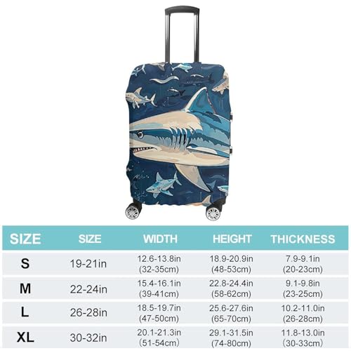 Travel Luggage Cover Elastic Suitcase Protector Anti-Scratch Washable Sharks Nautical Luggage Sleeve Tsa Approved Carry on Covers Baggage Cover Fits 18-32 Inch Luggages2