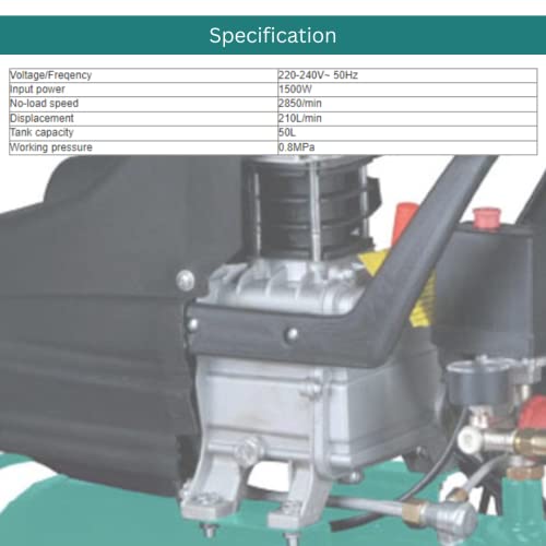 Image of Sulfar Power Action Power Action AC2415 Air Compressor Input 1500W 220-240V, 50Hz No Load Speed 2850 /min Tank Capacity 24L Displacement 210L /min (AC2415, Green)