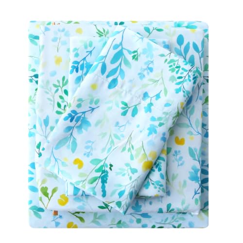 Image of Mooreeke Cozy Floral Leaf Microfiber Printed Full Sheet Set