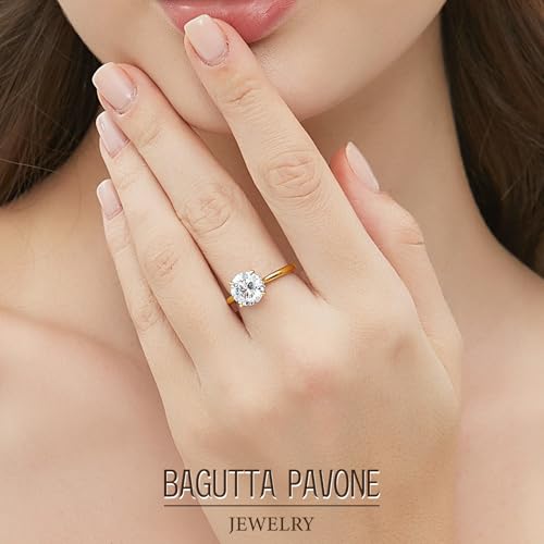 BAGUTTA PAVONE 1.5CT Moissanite Engagement Rings for Women,Women's Solitaire Engagement Moissanite Promise Rings 925 Sterling Silver with 18K Gold Plated,VVS1 Wedding Band Moissanite Ring Size 7.5 by BAGUTTA PAVONE - Used condition - Image 3