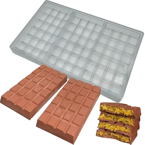 Goldbaking Polycarbonate Deep Chocolate Bar Mold Energy Protin Bar DIY Tool Filling Chocolate Snakes Maker Deeper Chooclate Covered Cookie Mould For Filled Chocolate Candy Making Cover