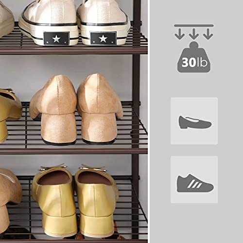 Image of SONGMICS 4-Tier Shoe Rack and 8-Tier Storage Rack Bundle, Shoe Organizer, Sturdy Narrow Shoe Shelf, Adjustable Feet, Vertical Shoes Rack Tower for Entryway, Bronze ULMR067A01 and ULMR028A01