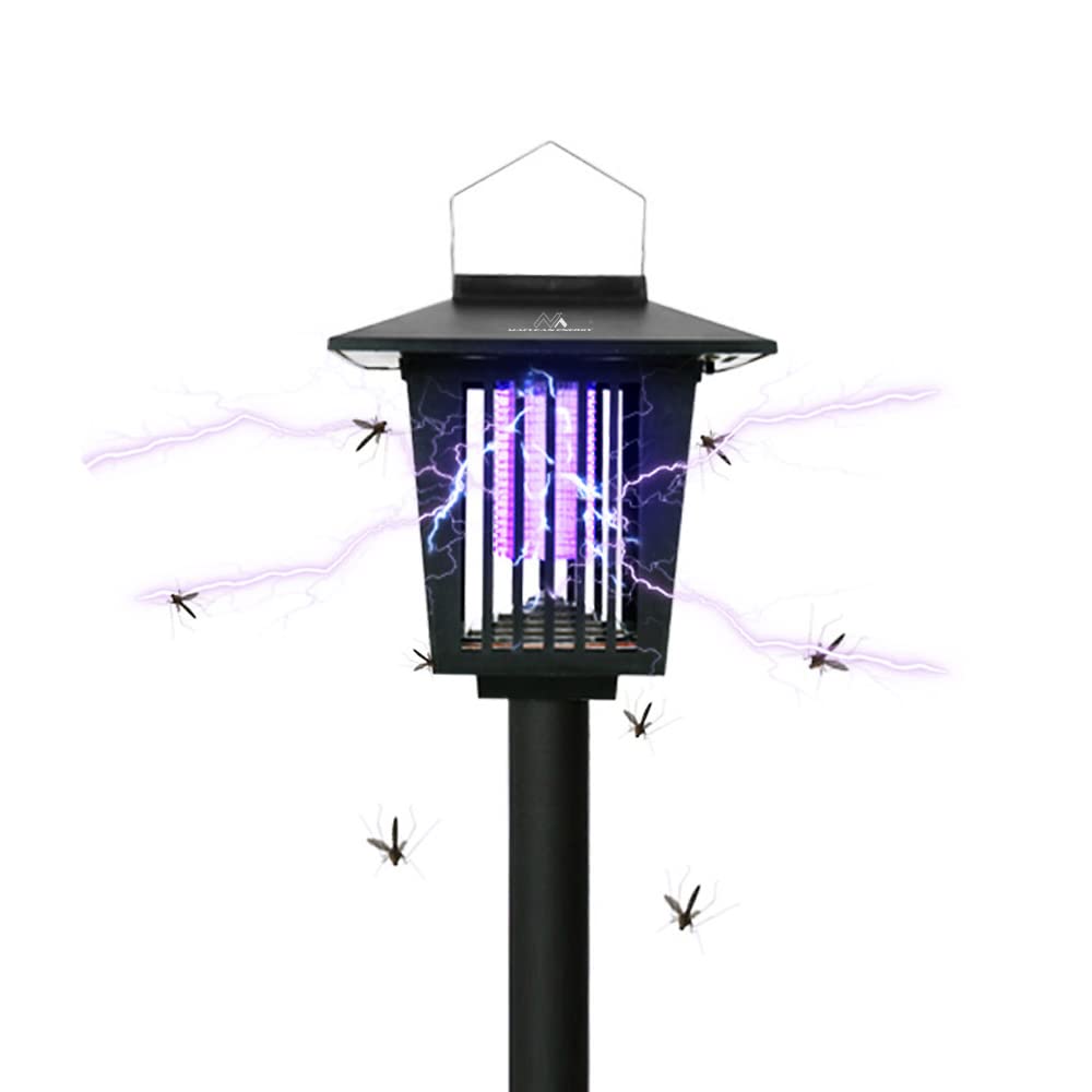 Maclean MCE448 Profesjonalna Solarna Lampa Owadobójcza UV na Komary, Ćmy, Owady, Odstraszacz na Komary do Ogrodu na UV, Stopień Ochrony: IP44, Lampa Solarna z Czujnikiem Zmierzchu, Lampa na Ćmy