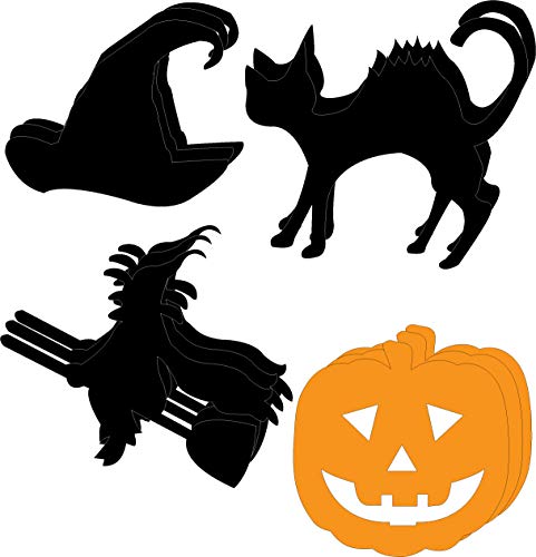 SHAPES ETC. 5.5” Halloweenie Cut-Out Set, with Witch, Witch Hat, Cat and Jack O Lantern, 31 Cut-Outs per Design in a Pack for Classroom Décor, Halloween Theme, Fall Decor