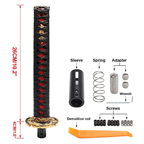Gstp Automatic Katana Shift Knob Universal For Cars With Lock Button Samurai Sword Weighted Gear Shifter Konb (26Cm Black&Red) #TOP5