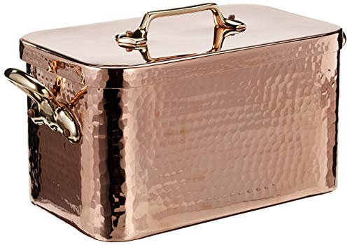 Mauviel M'Tradition - Padella e coperchio in rame, capacità 10 litri, 32 x 19 x 18 cm