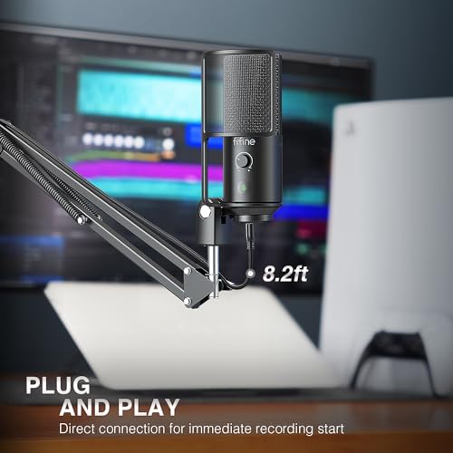 Image of FIFINE T669PRO1 USB Studio Recording Microphone for Podcast, Singing | Cardioid Condenser Mic, 16MM Large Diaphragm, Mute Button, Gain Knob, Pop Filter, Metal Boom Arm, Content Creation, Streaming