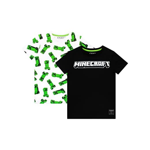Mincraft Camiseta de Manga Corta Paquete de 2 para niños Multicolor 12-13 Años