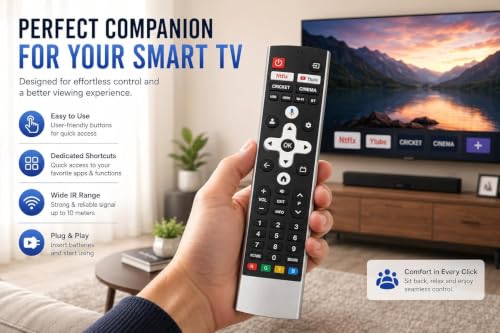 Image of BLACKSHEEP Remote Compatible with VU Smart LED TV with OTT Hotkeys | Plug & Play Replacement | Dedicated Shortcut Buttons | Long IR Range | Easy Navigation & Number Keypad