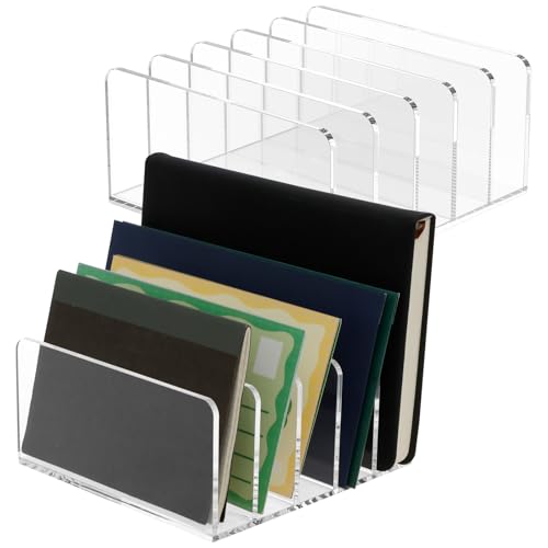 ZFLYCANP Acrylic File Holder, Clear File Sorter, Mail Holder for Envelopes Mail Letter Paper Notebook Electronics (2 Pcs)