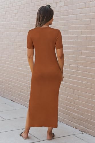 Image of Arach&Cloz Women's Wool Blend Lightweight Spring Casual T Shirts Maxi Dress 2026