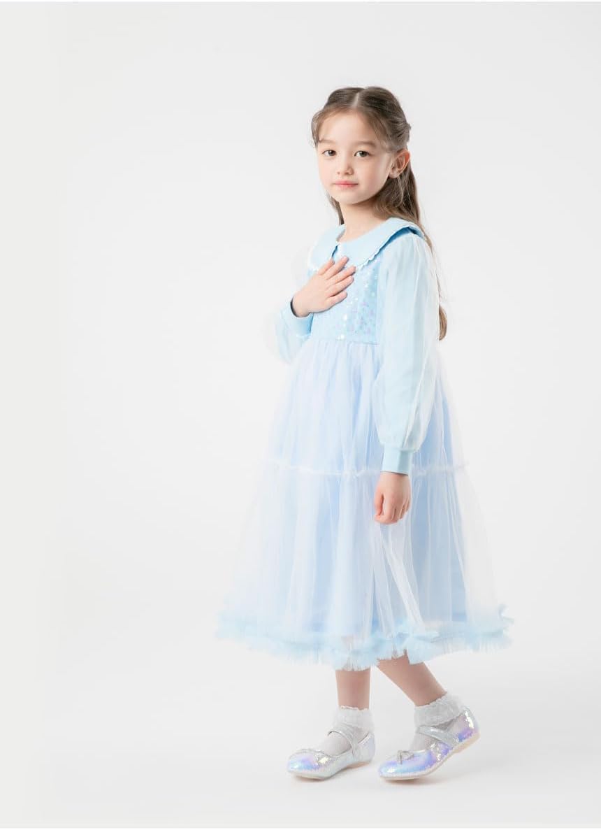 Blossoming Charm Flower Sequin Tutu Dress for Girls 3t-7years, Blue, Pink - Image 3