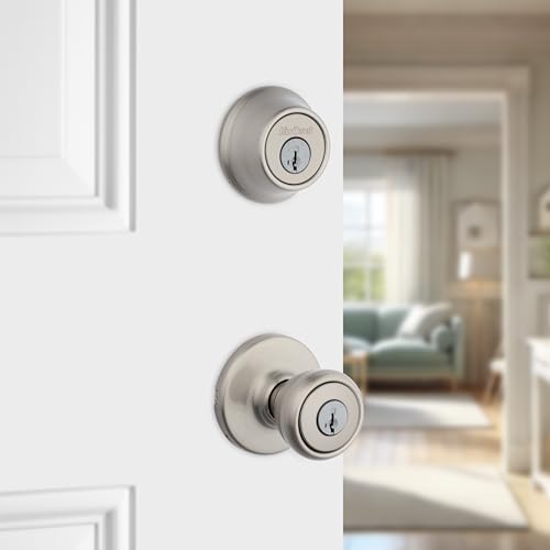Kwikset Tylo Front Door Lock Set with Deadbolt and SmartKey, Satin Nickel - image 2