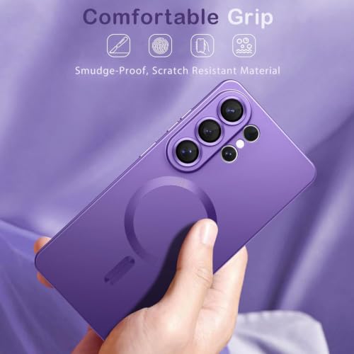 Image of DIZORO Samsung S26 Ultra Case, Compatible with Mag Safe Back Cover, Matte Luxury Metallic Luster Flexible TPU Wireless Charging Shockproof Case with Camera Protector (Metallic Violet)