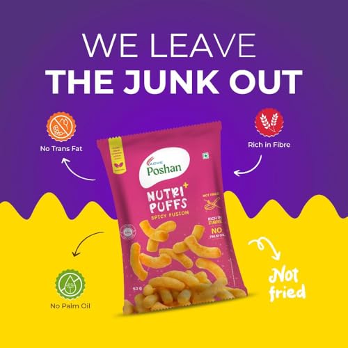 Image of Acme Poshan Nutri+ Protein Puffs Spicy Fusion | Healthy Snack | High Protein & Fiber | Crunchy Millet Puffs | No Maida | 50g