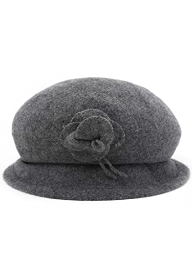 Wool French Beret Hat Grey Floral Beret Elegant Beret Cap Cloche Prom Winter Hat For Women And Girls #TOP3