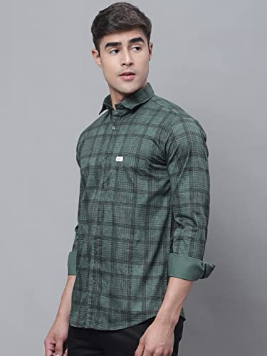 Image of Majestic Man Cotton Checkered Slim Fit Casual Shirt For Men