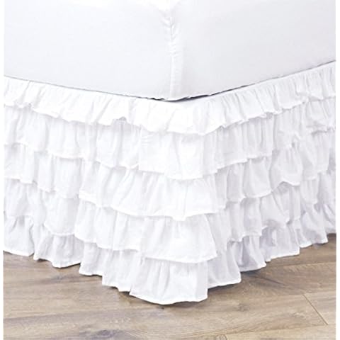 Empire Home Pleated Ruffled Bed Skirt Solid Dust Ruffle 9 Colors (Queen Size, White) Cover